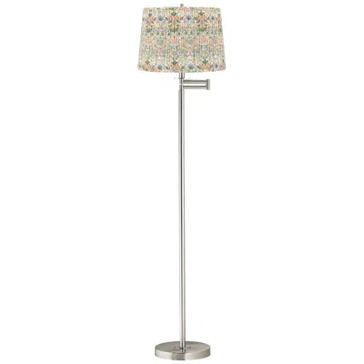 360 Lighting Druckman Brushed Nickel Swing Arm Floor Lamp With Multi-color Shade