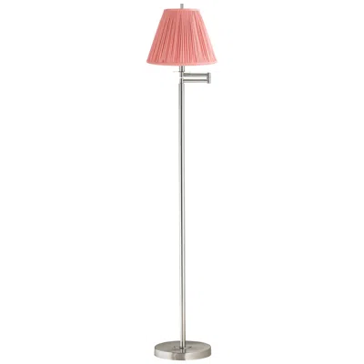 360 Lighting Druckman Brushed Nickel Swing Arm Floor Lamp With Rose Pink Shade