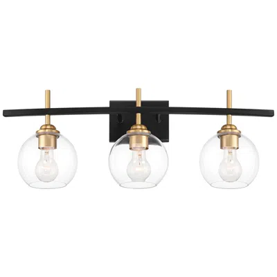 360 Lighting Duka 27" Wide 3-light Black And Gold Bath Light