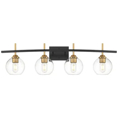 360 Lighting Duka 36 1/4" Wide 4-light Black And Gold Bath Light