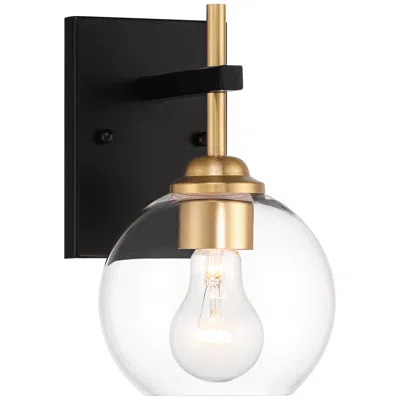 360 Lighting Duka 9 3/4" High Black And Gold Glass Globe Wall Light