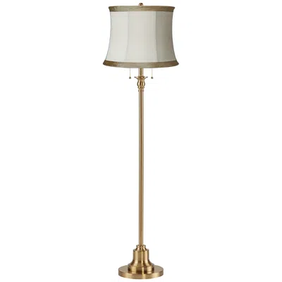 360 Lighting Dyna 58" Antique Brass And Ivory Linen Shade Floor Lamp
