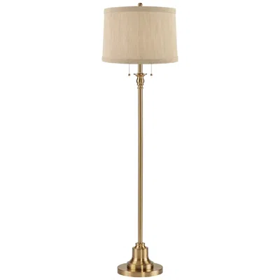 360 Lighting Dyna 58" Antique Brass And Natural Linen Shade Floor Lamp
