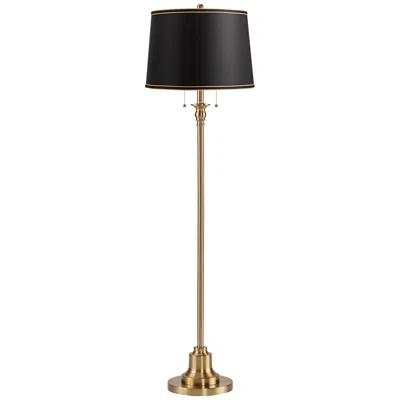 360 Lighting Dyna 58" Antique Brass And Satin Black Shade Floor Lamp