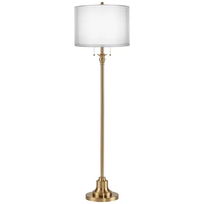 360 Lighting Dyna 58" Antique Brass And Sheer Double Shade Floor Lamp