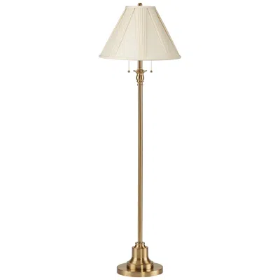 360 Lighting Dyna 58" Antique Brass French Pleated Shade Floor Lamp