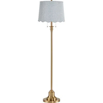360 Lighting Dyna 58" Antique Brass Gunsmoke Scallop Shade Floor Lamp