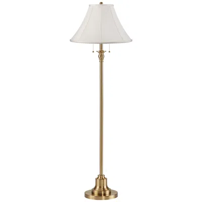 360 Lighting Dyna 58" Antique Brass Shantung Shade Floor Lamp