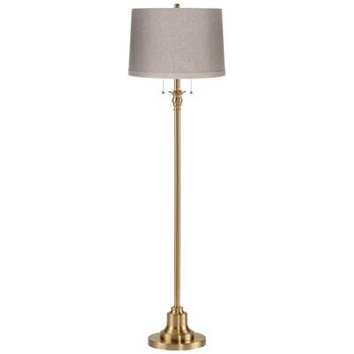 360 Lighting Dyna 58" High Antique Brass And Charcoal Drum Shade 2-light Floor Lamp