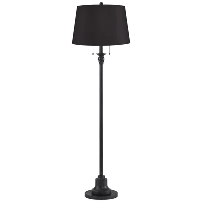360 Lighting Dyna 58" High Black And Black Faux Silk Shade 2-light Floor Lamp