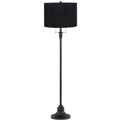 360 Lighting Dyna 58" High Black And Black Hardback Shade 2-light Floor Lamp