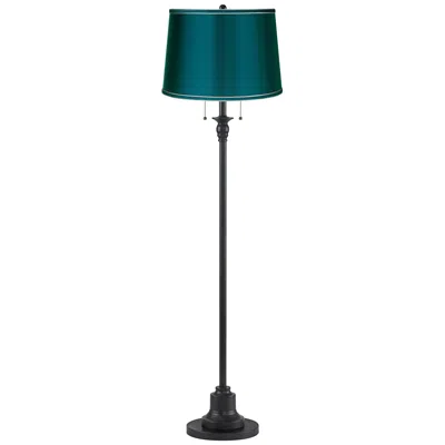 360 Lighting Dyna 58" High Black And Deep Teal Shade 2-light Floor Lamp In Blue