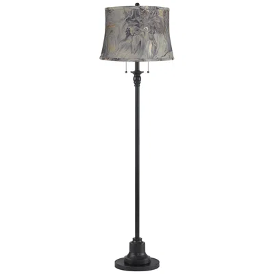 360 Lighting Dyna 58" High Black And Gray Swirl 2-light Floor Lamp