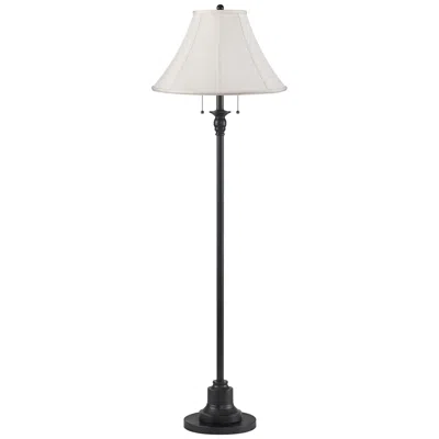 360 Lighting Dyna 58" High Black And Off-white Shantung Shade 2-light Floor Lamp In Multi