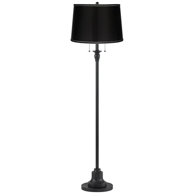 360 Lighting Dyna 58" High Black And Satin Black Shade 2-light Floor Lamp