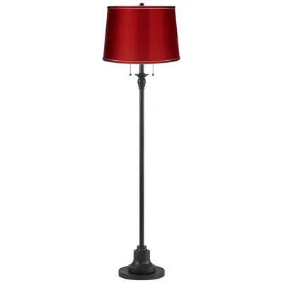 360 Lighting Dyna 58" High Black And Satin Red Shade 2-light Floor Lamp
