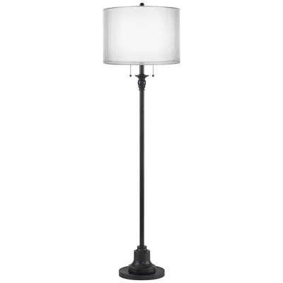 360 Lighting Dyna 58" High Black And Sheer Silver 2-light Floor Lamp