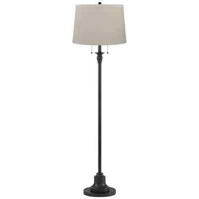 360 Lighting Dyna 58" High Black And Taupe Burlap Shade 2-light Floor Lamp