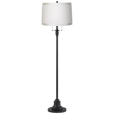 360 Lighting Dyna 58" High Black And White Grosgrain Drum Shade 2-light Floor Lamp In Multi