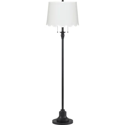 360 Lighting Dyna 58" High Black And White Scalloped Shade 2-light Floor Lamp