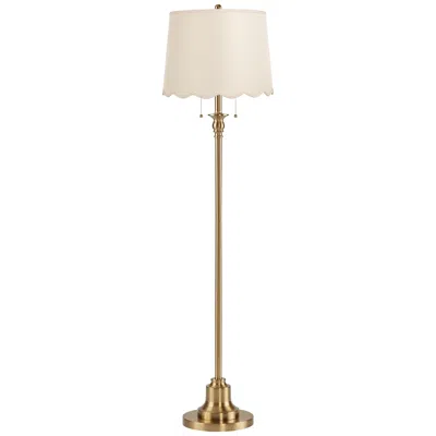 360 Lighting Dyna Antique Brass Floor Lamp With Cream Scallop Shade