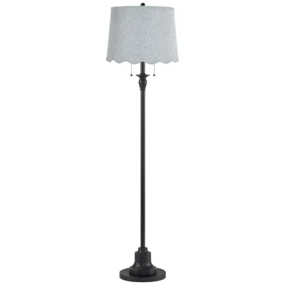 360 Lighting Dyna Black Floor Lamp With Gunsmoke Scallop Shade