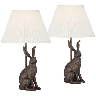 360 Lighting Elior Rabbit 17 1/2" High Bronze And White Accent Table Lamp Set Of 2