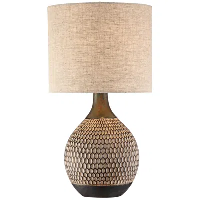360 Lighting Emma 21" Brown Ceramic Table Lamp With Usb Dimmer