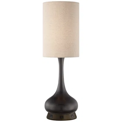 360 Lighting Espresso Bronze Droplet Table Lamp With Usb Workstation Base