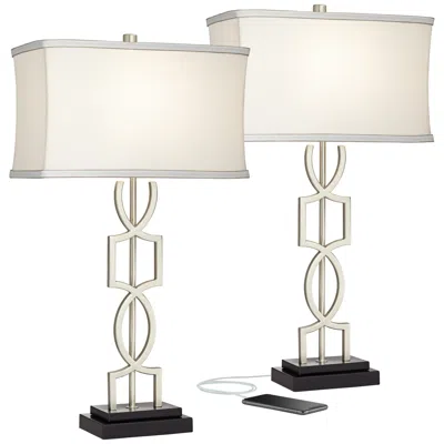 360 Lighting Evan 28 1/2" High Metal Usb Lamps Set Of 2 With Dimmers