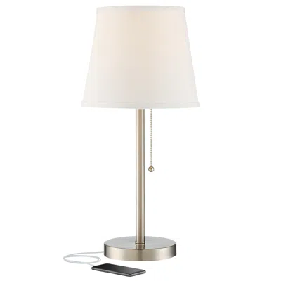 360 Lighting Flesner 20" High Brushed Nickel Outlet And Usb Table Lamp