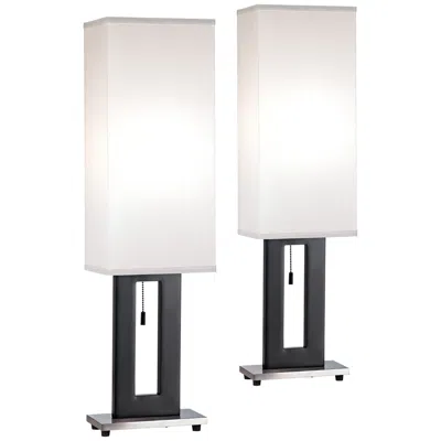 360 Lighting Floating Rectangle 30" Nickel Black Modern Lamps Set Of 2