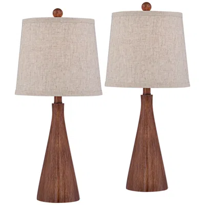 360 Lighting Fraiser Modern Cone Faux Wood Table Lamps Set Of 2