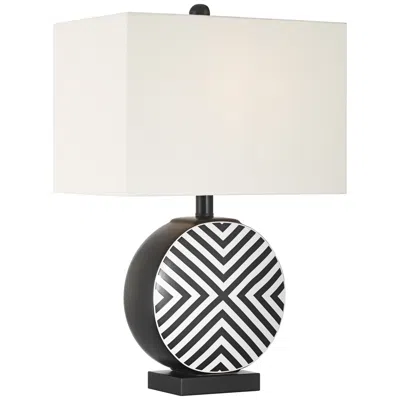 360 Lighting Fraser 21 1/2" Black And White Ceramic Disc Table Lamp With Dimmer