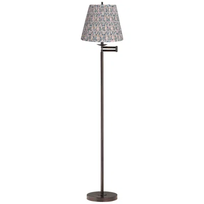 360 Lighting Gabrielle Bronze Swing Arm Floor Lamp With Pink And Blue Shade
