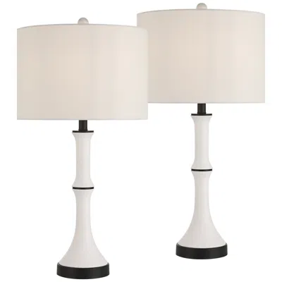 360 Lighting Gaffigan 29" High White And Black Column Table Lamp Set Of 2