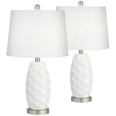360 Lighting Galicia 24 1/2" Ceramic Led Scalloped Lamps With Dimmers Set Of 2