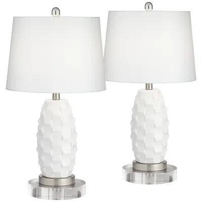 360 Lighting Galicia 25 1/4" White Lamps Set Of 2 With Round Riser And Dimmer