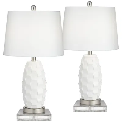 360 Lighting Galicia 25 1/4" White Lamps Set Of 2 With Square Riser And Dimmer