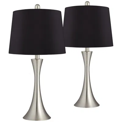 360 Lighting Gerson 24" Black And Brushed Nickel Led Lamps Set Of 2