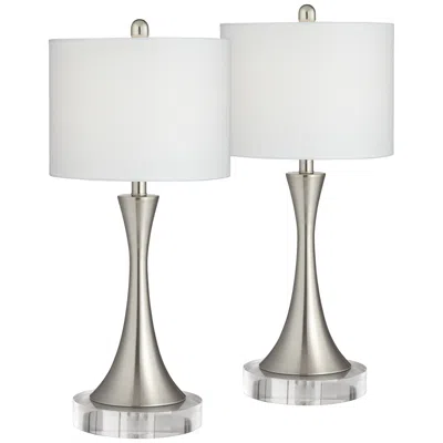 360 Lighting Gerson 25 1/2" Nickel Modern Lamps With Acrylic Risers