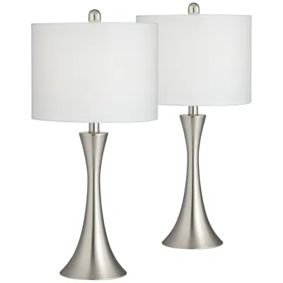 360 Lighting Gerson Brushed Nickel Led Table Lamps With Dimmers Set Of 2