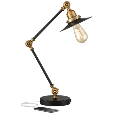 360 Lighting Gilmore Black And Gold Adjustable Desk Lamp With Usb Ports