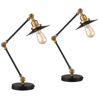 360 Lighting Gilmore Black Gold Adjustable Usb Desk Lamps Set Of 2