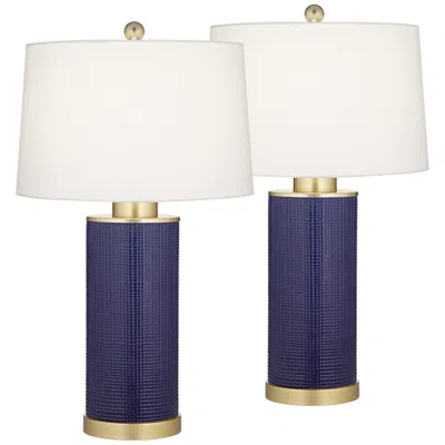 360 Lighting Gilson 24 5/8" Gold Blue Modern Ceramic Lamps Set Of 2