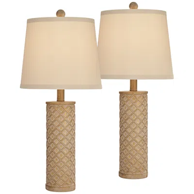 360 Lighting Gisele 24" Gold Wash Lattice Column Table Lamps Set Of 2