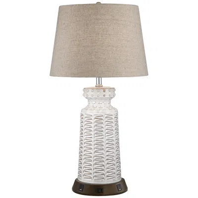 360 Lighting Helene White Ceramic Table Lamp With Usb Workstation Base