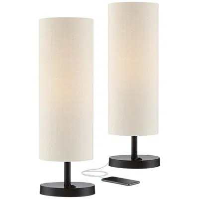 360 Lighting Heyburn 20" Black-bronze Outlet Usb Table Lamps Set Of 2