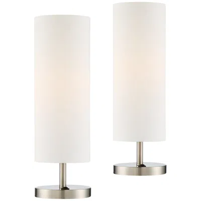 360 Lighting Heyburn Brushed Nickel Outlet Usb Table Lamps Set Of 2