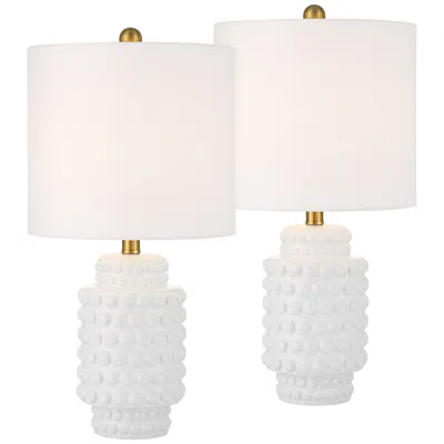 360 Lighting Hobnail 22 1/2" White Ceramic Modern Table Lamps Set Of 2